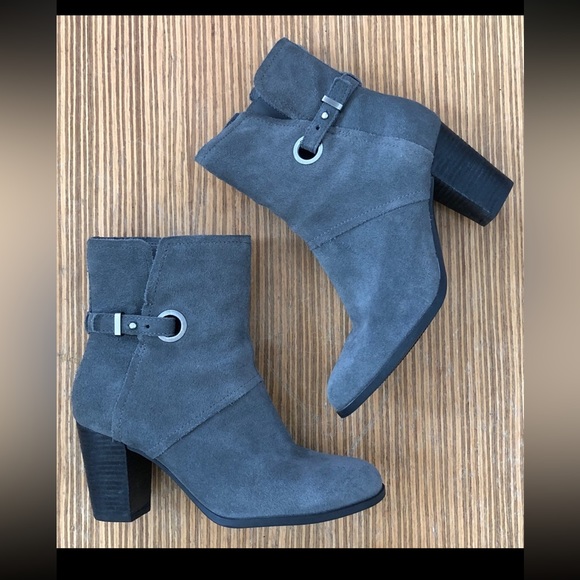 Ugg by Koolabura Ortholite Gray Suede Block Heel Ankle Boots 7.5 - Picture 4 of 8